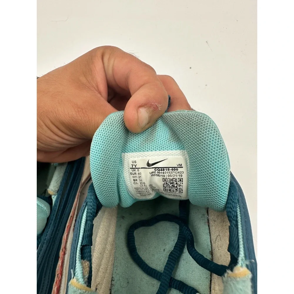 Nike Air Max 97 CQ4818-400 Kids Running Shoes US 7 White Blue Orange‎ Sneakers